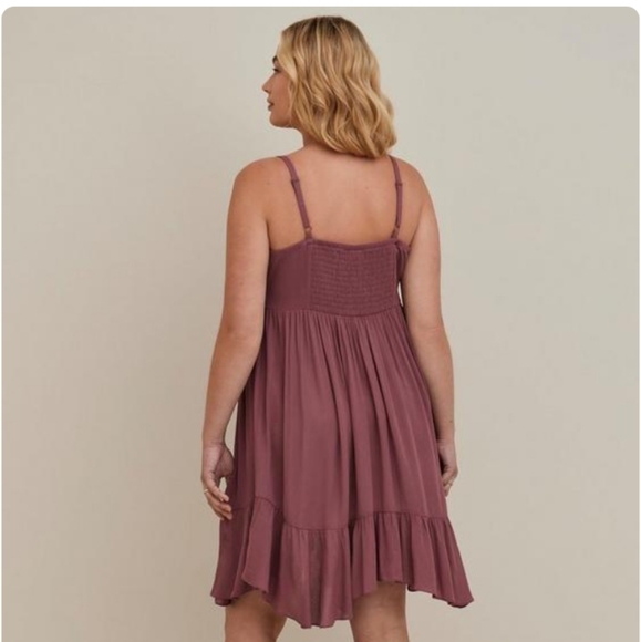 Torrid Mauve Pink Hanky Hem Dress Sz 3 - Picture 2 of 5